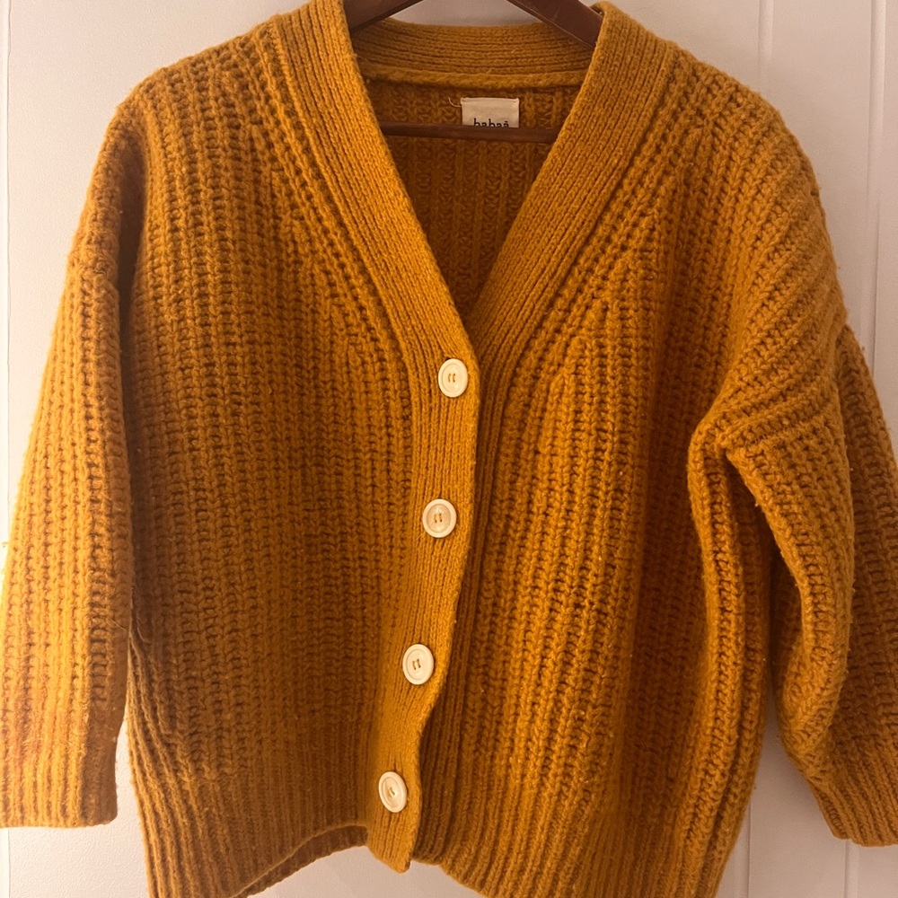 Babaa Ochre Cardigan in Boiled Wool